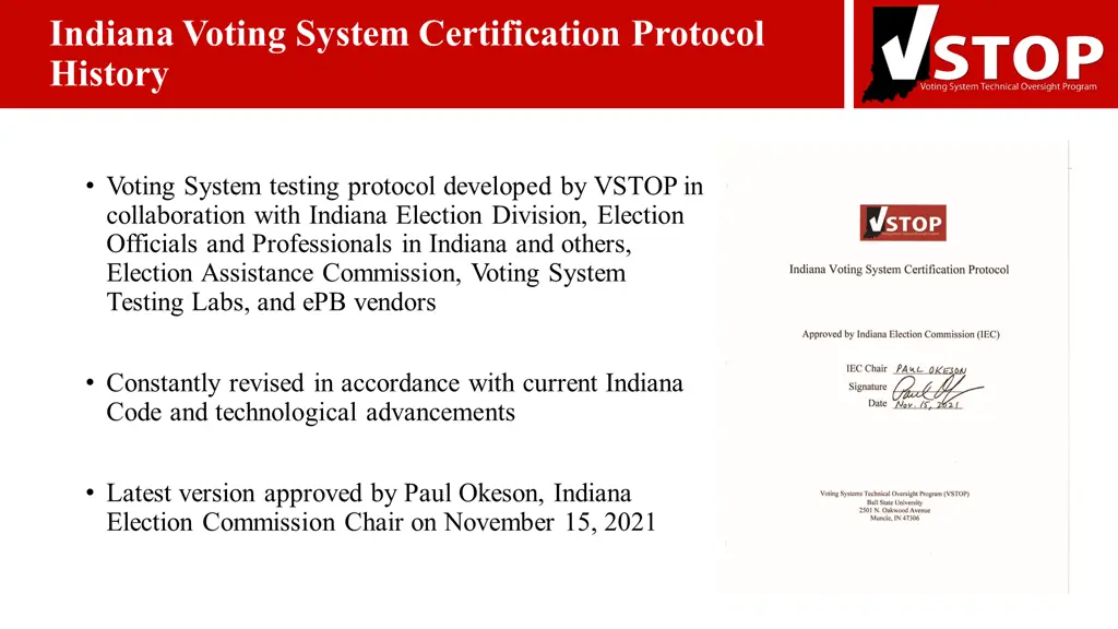 indiana voting system certification protocol