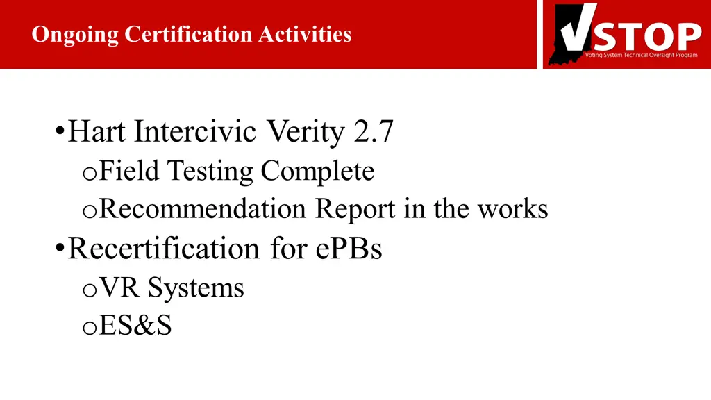 ongoing certification activities
