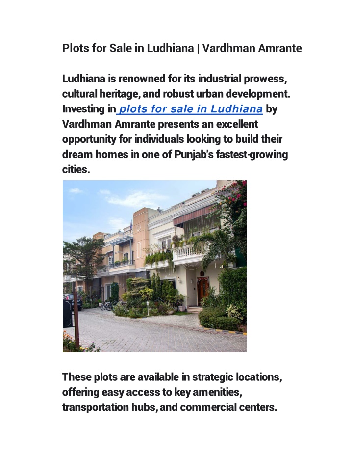 plots for sale in ludhiana vardhman amrante