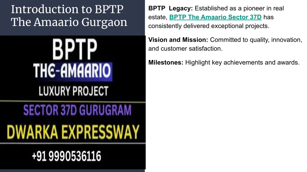 introduction to bptp the amaario gurgaon