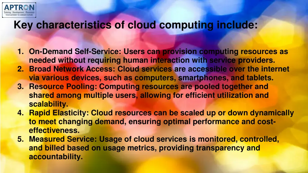 key characteristics of cloud computing include