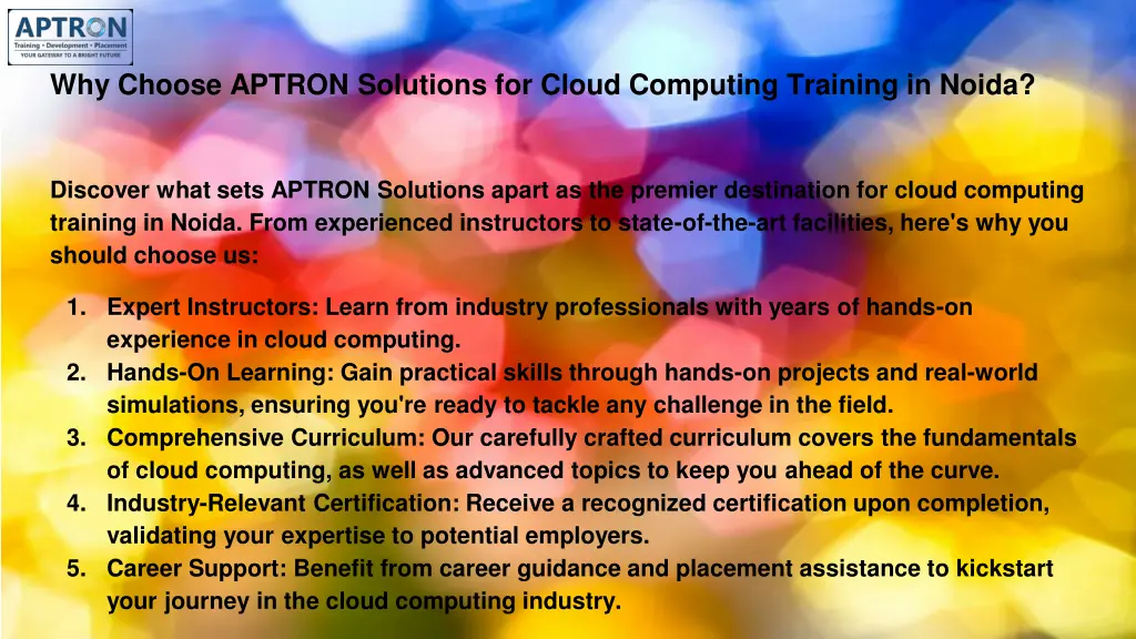 why choose aptron solutions for cloud computing