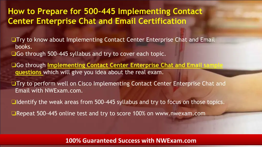 how to prepare for 500 445 implementing contact