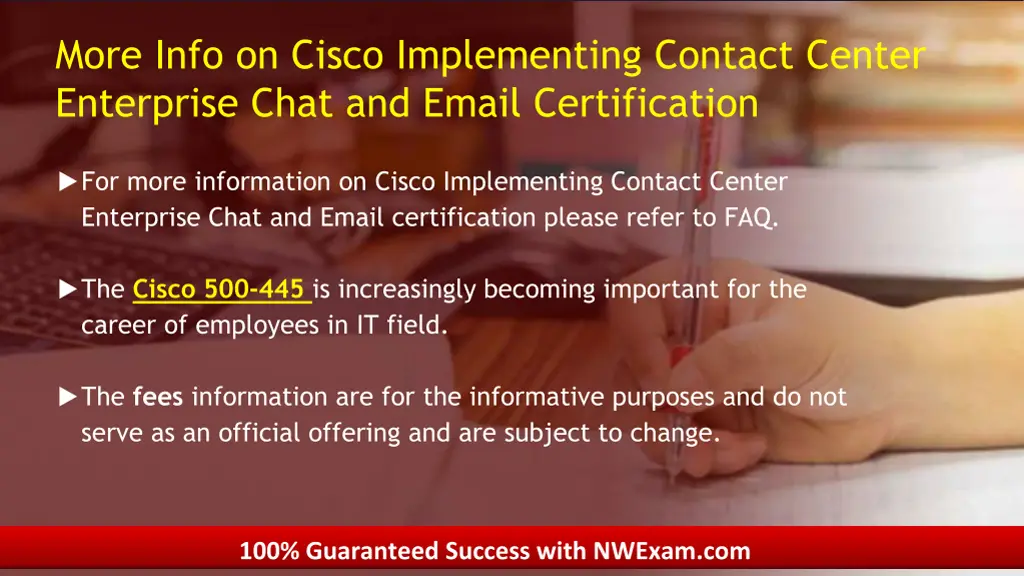 more info on cisco implementing contact center