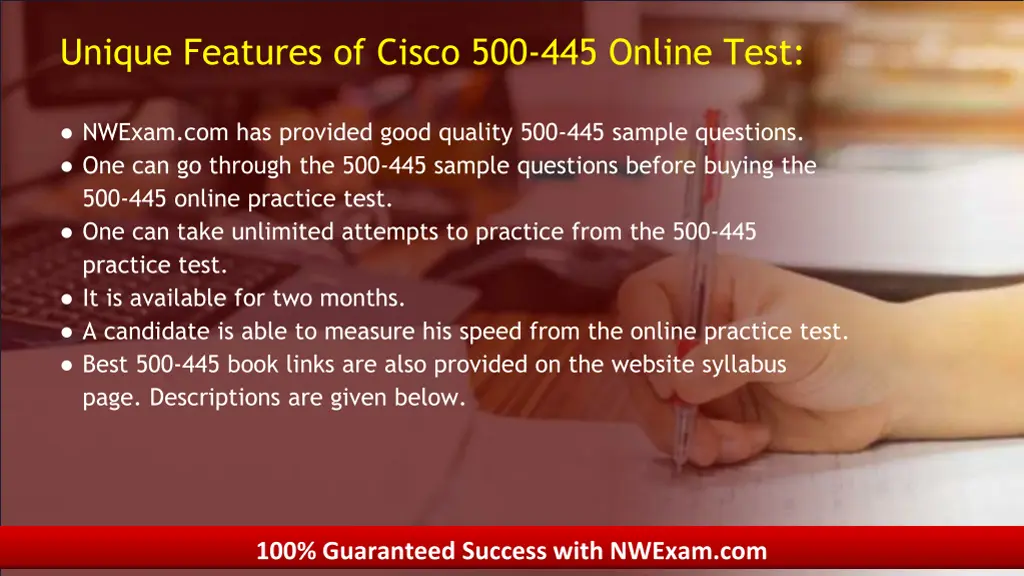 unique features of cisco 500 445 online test