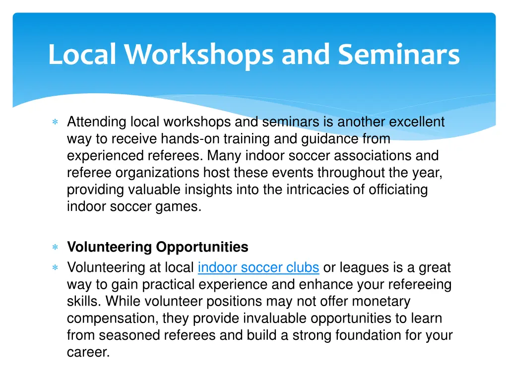 local workshops and seminars