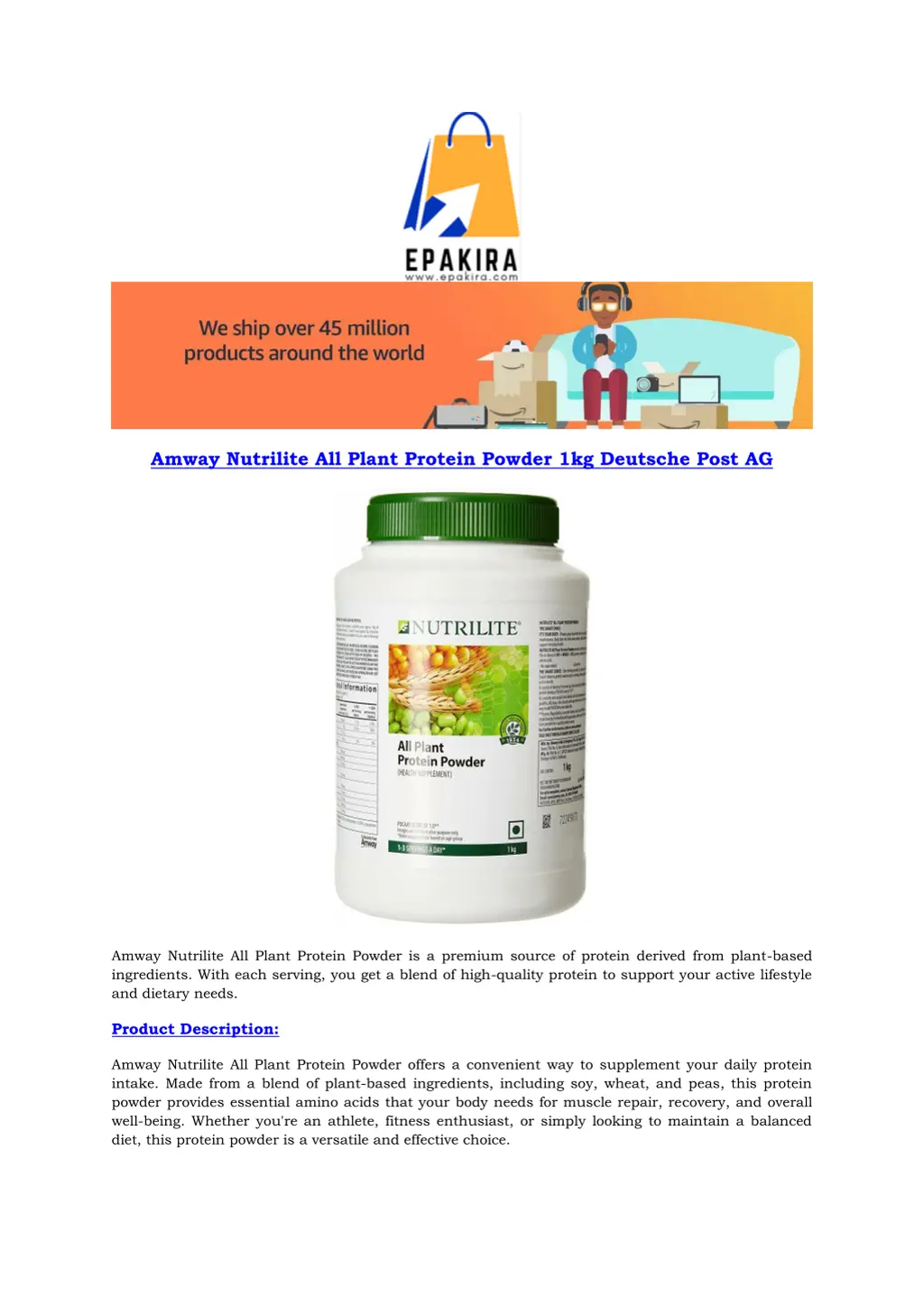 amway nutrilite all plant protein powder