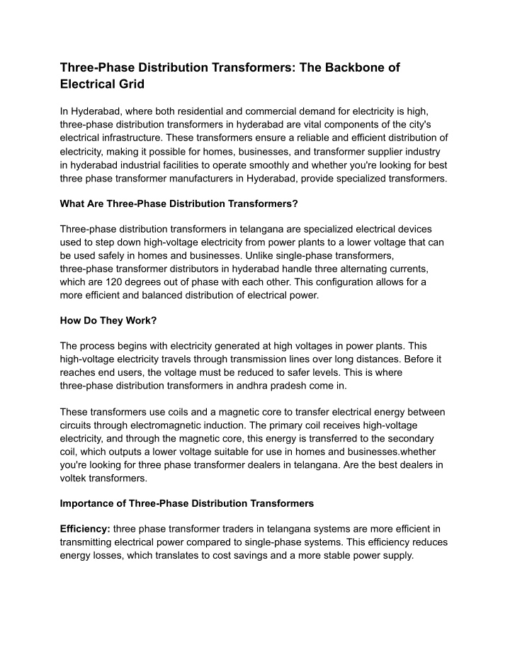 three phase distribution transformers