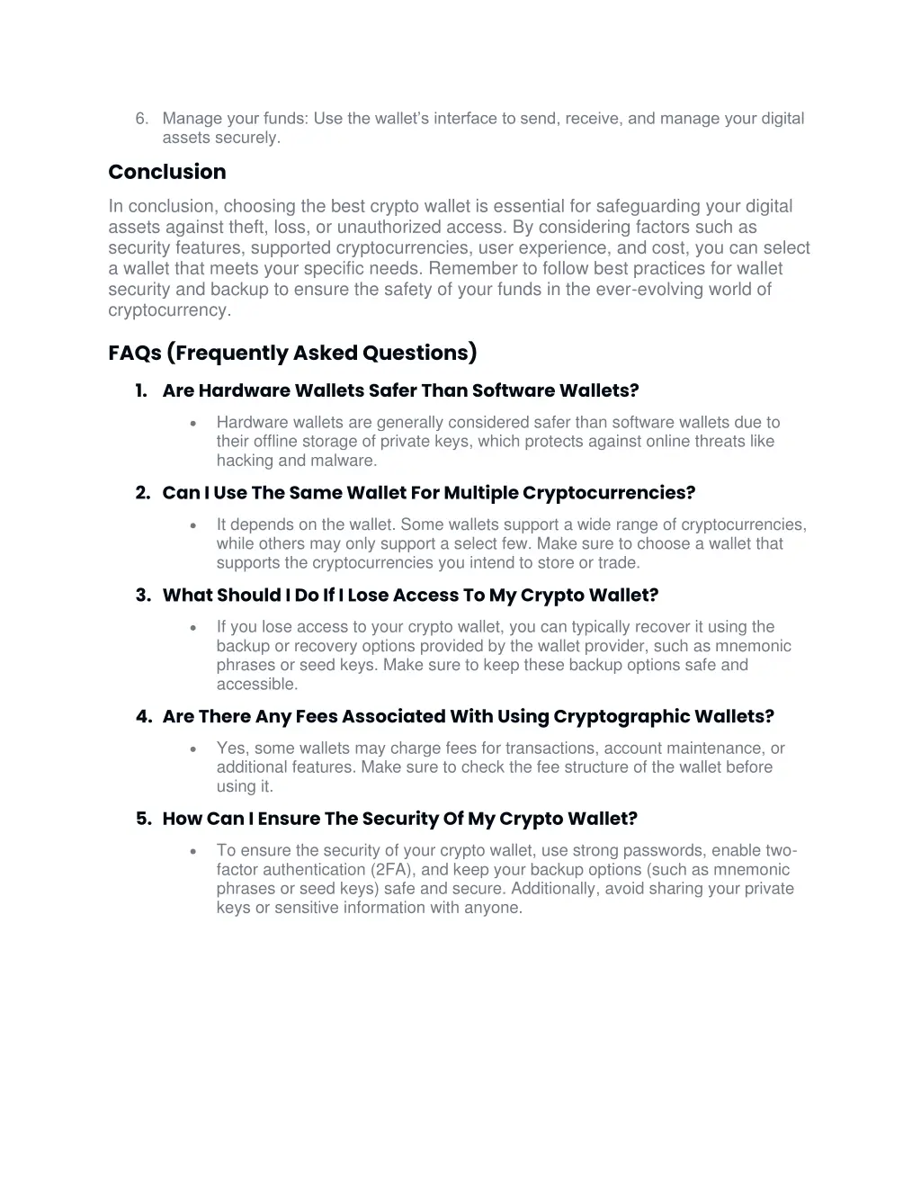 6 manage your funds use the wallet s interface