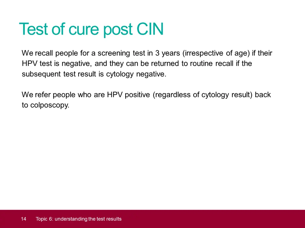 test of cure post cin