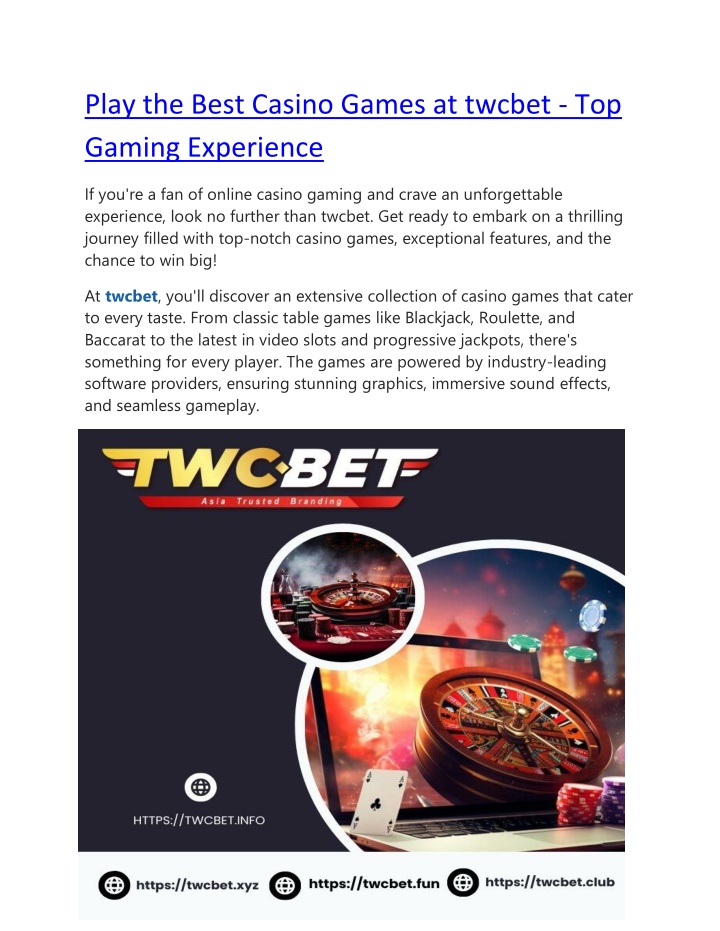 play the best casino games at twcbet top gaming