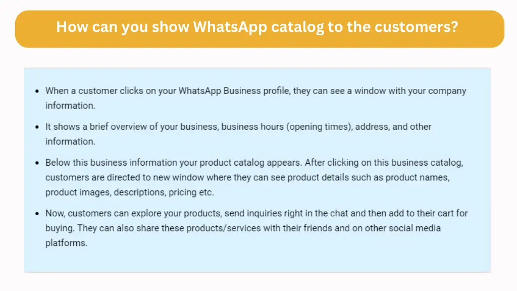 how can you show whatsapp catalog to the customers
