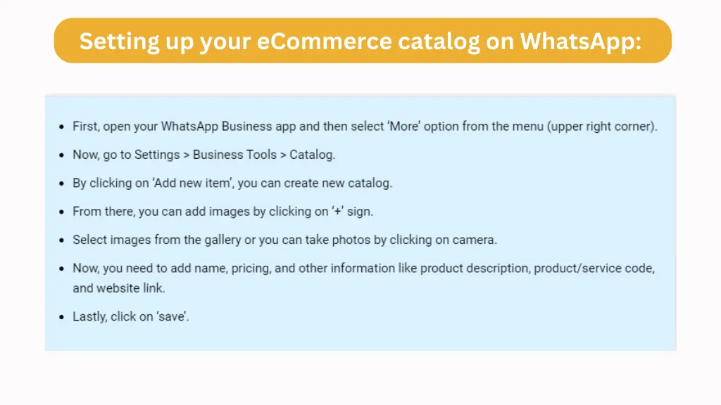 setting up your ecommerce catalog on whatsapp