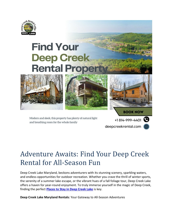 adventure awaits find your deep creek rental