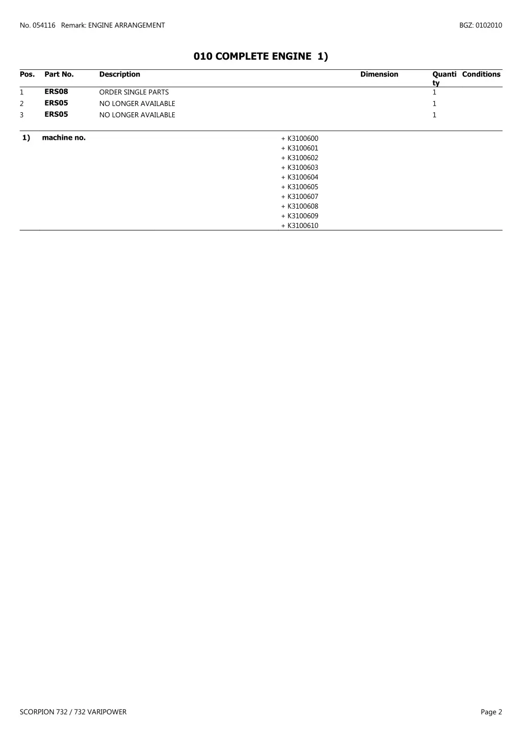 no 054116 remark engine arrangement 1