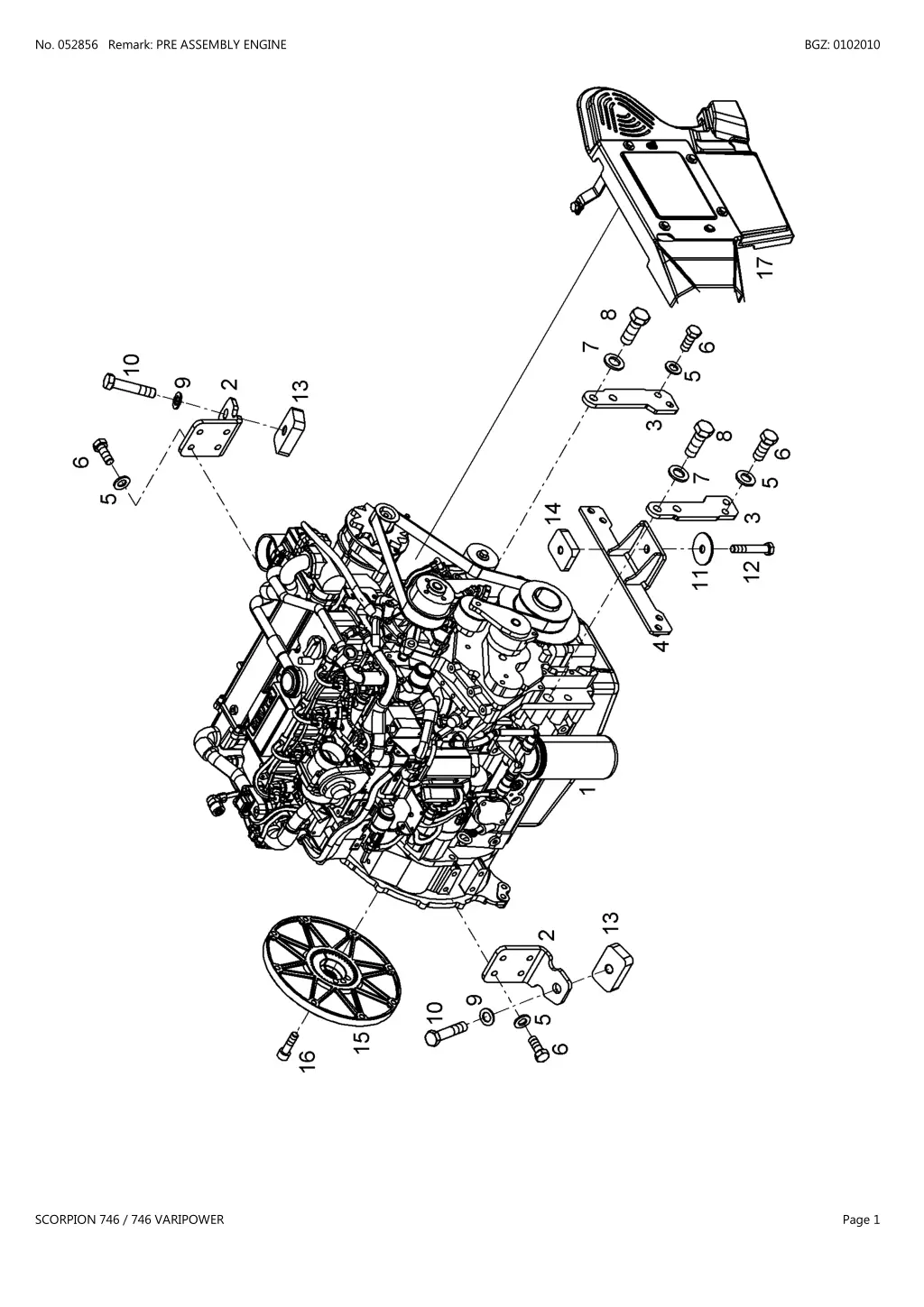 no 052856 remark pre assembly engine