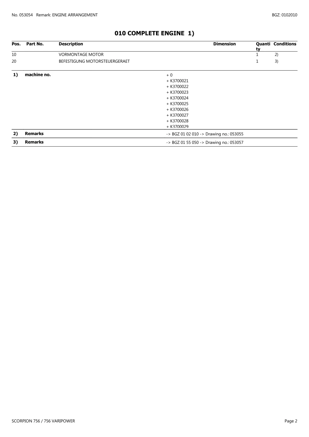 no 053054 remark engine arrangement 1