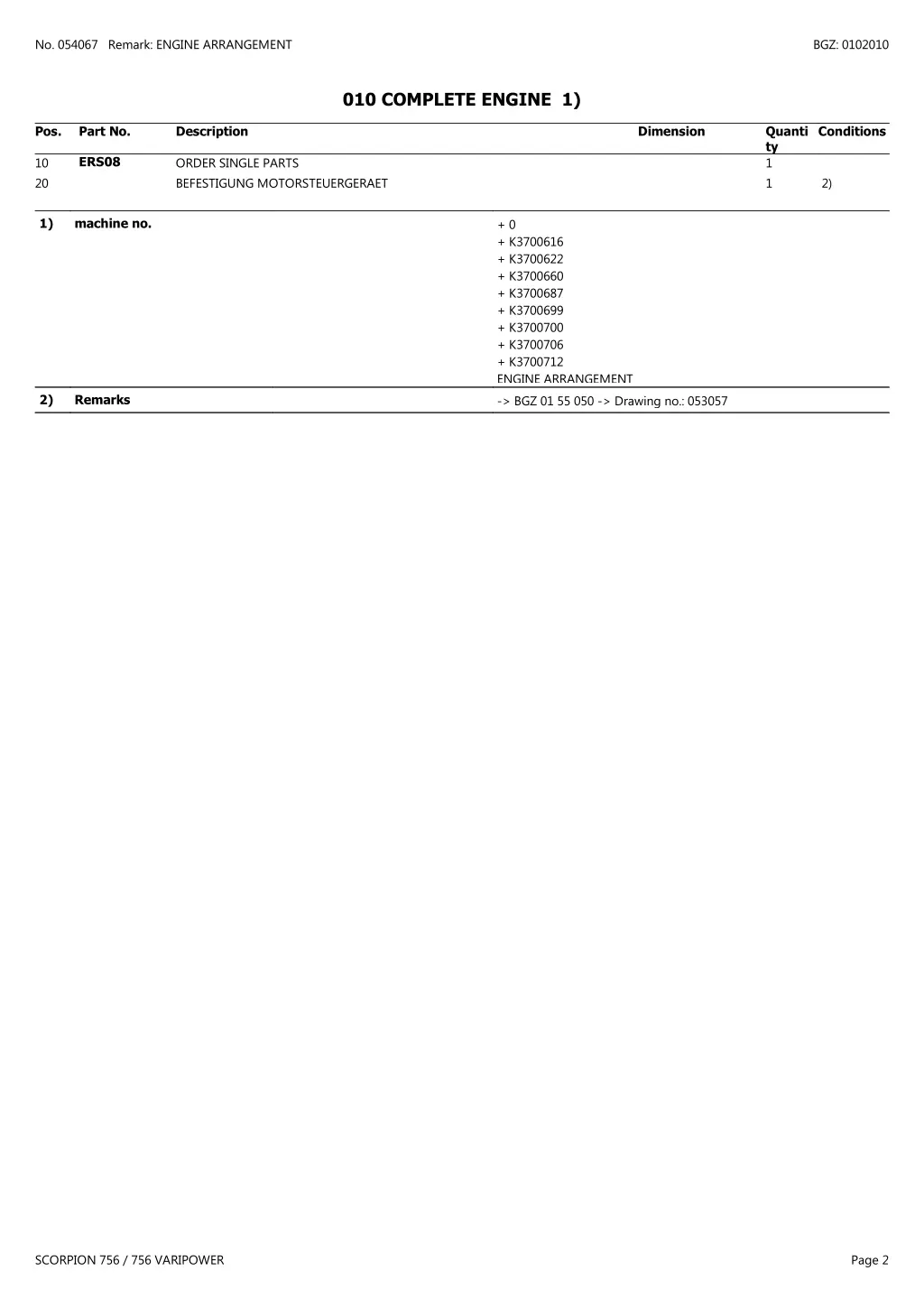 no 054067 remark engine arrangement 1