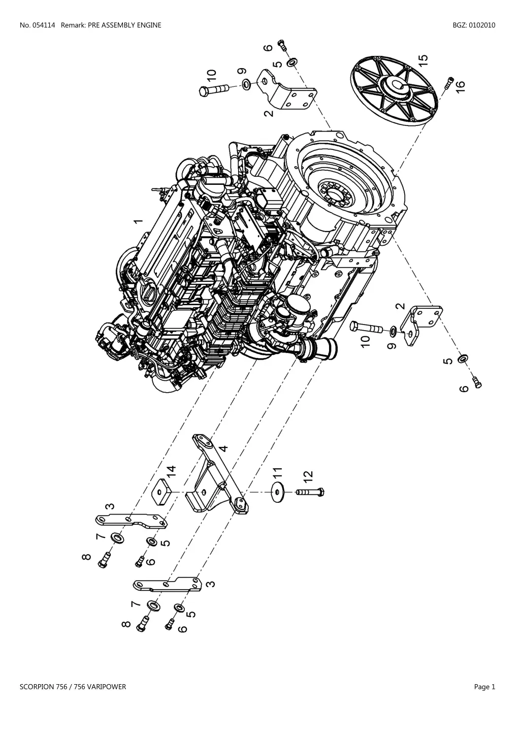 no 054114 remark pre assembly engine