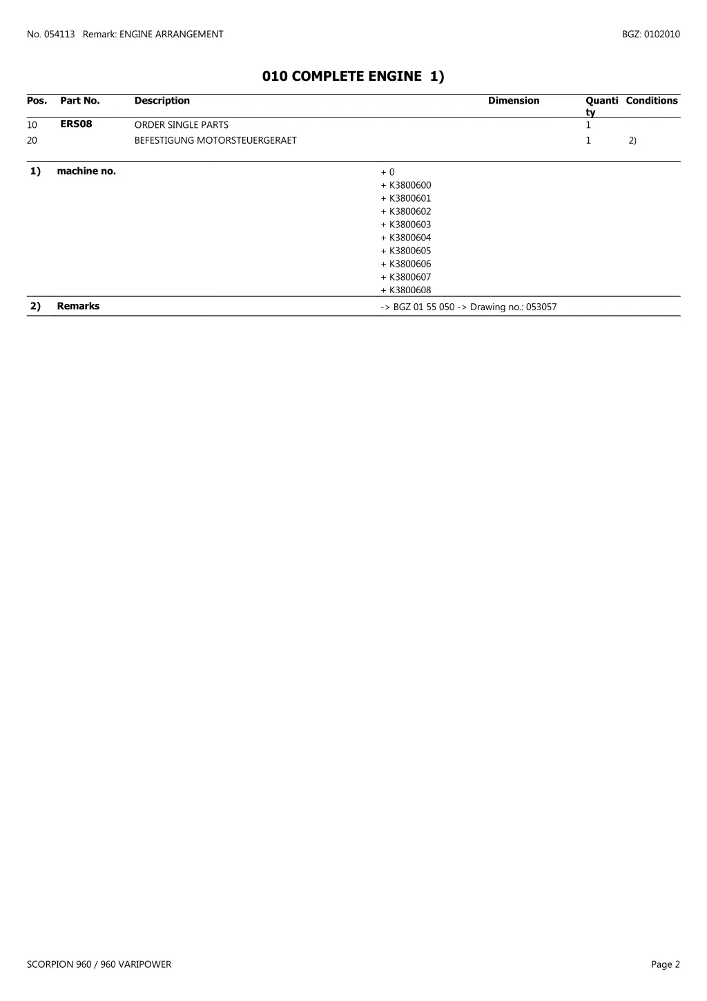 no 054113 remark engine arrangement 1