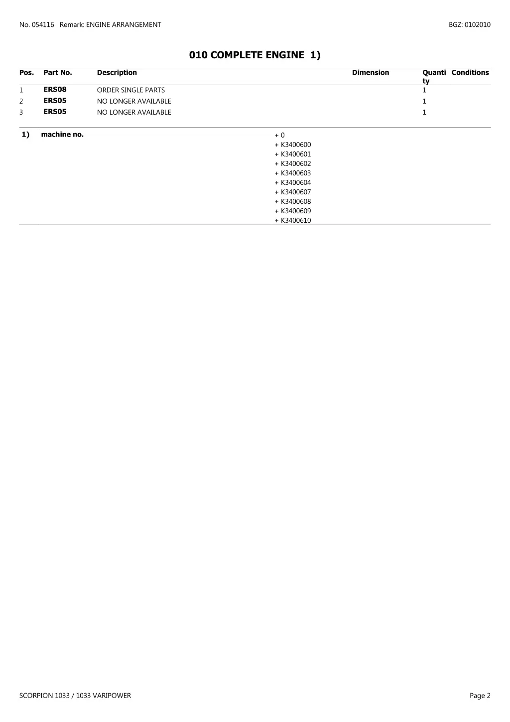 no 054116 remark engine arrangement 1