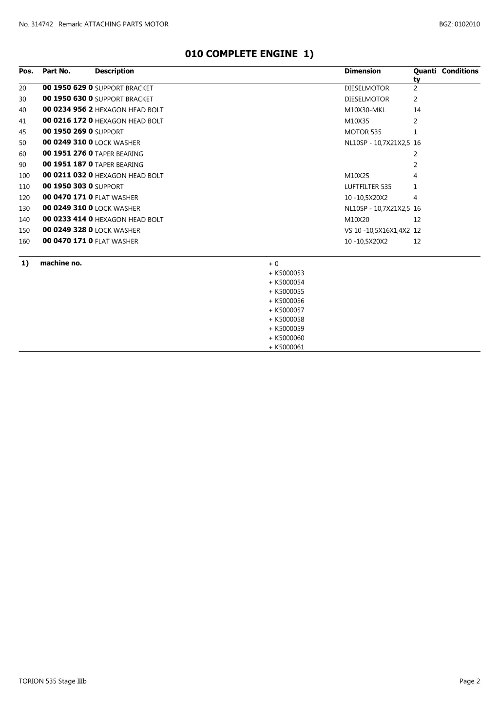 no 314742 remark attaching parts motor 1