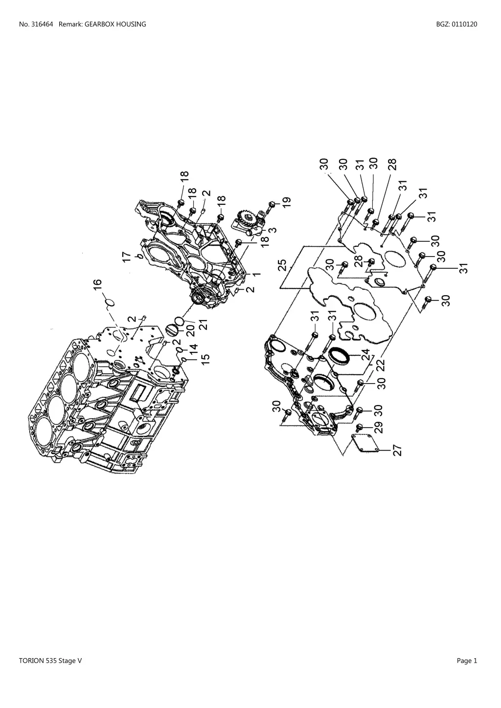 no 316464 remark gearbox housing