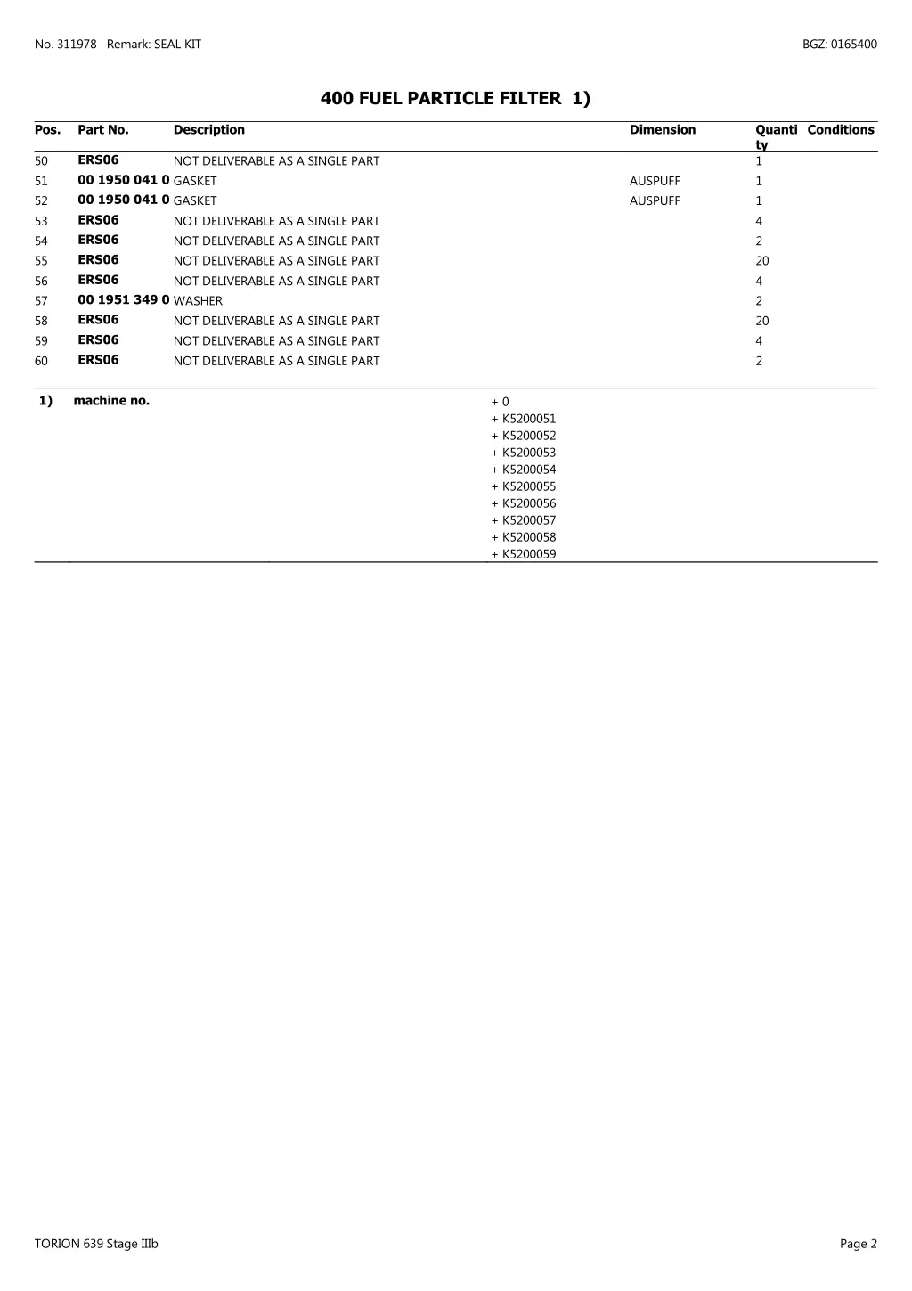 no 311978 remark seal kit 1