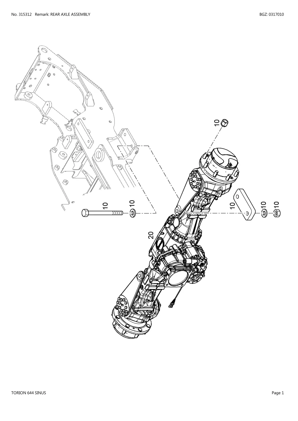 no 315312 remark rear axle assembly