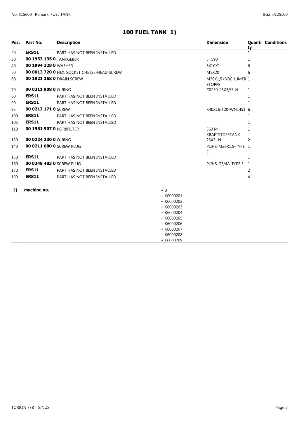 no 315600 remark fuel tank 1