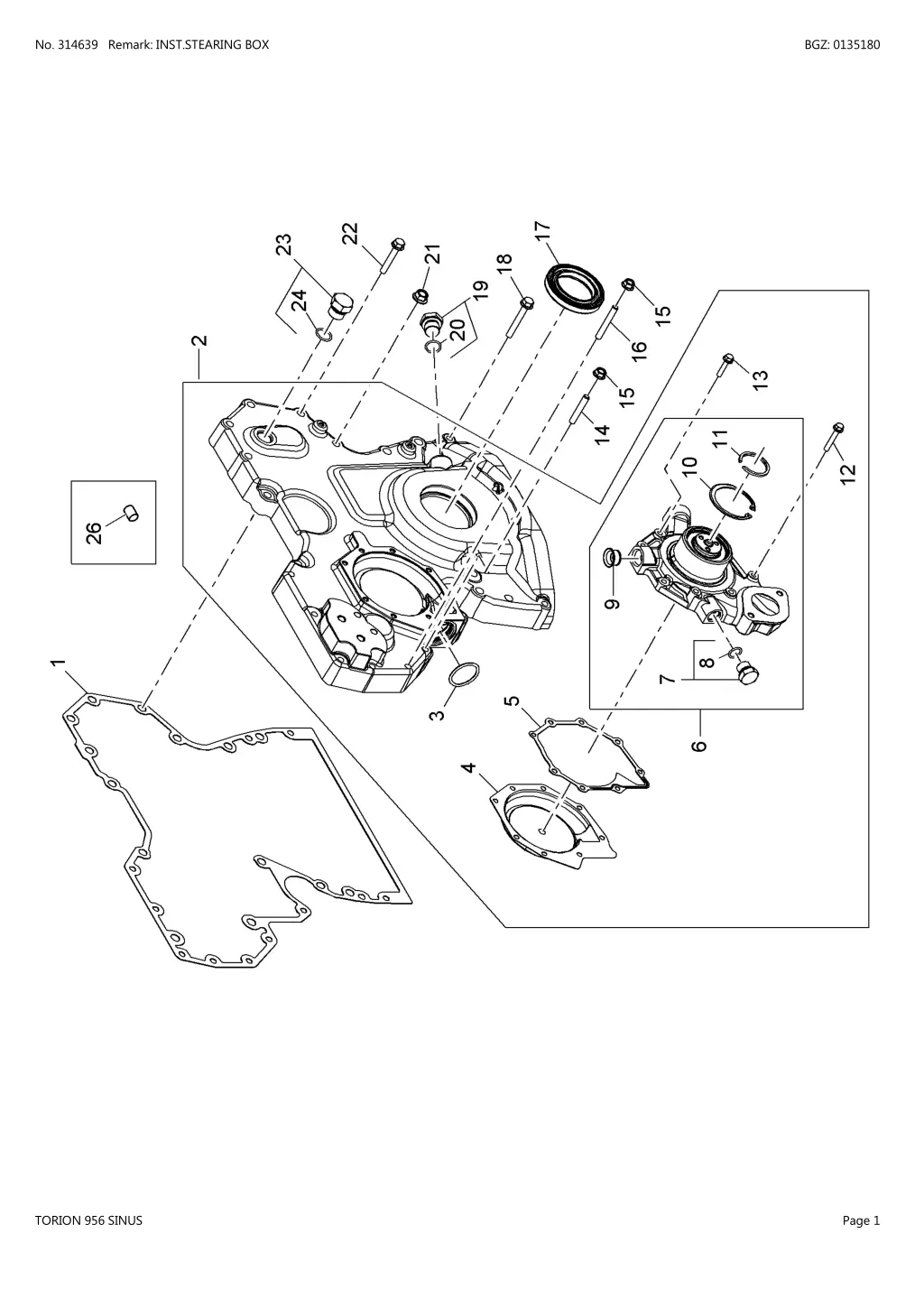 no 314639 remark inst stearing box