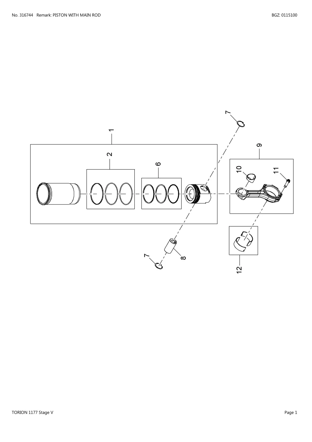 no 316744 remark piston with main rod