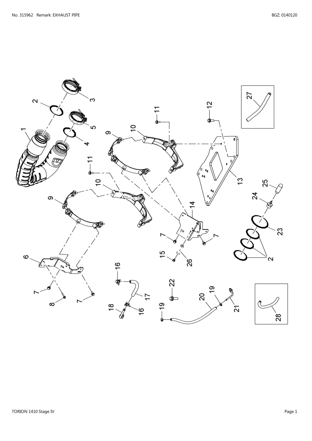 no 315962 remark exhaust pipe