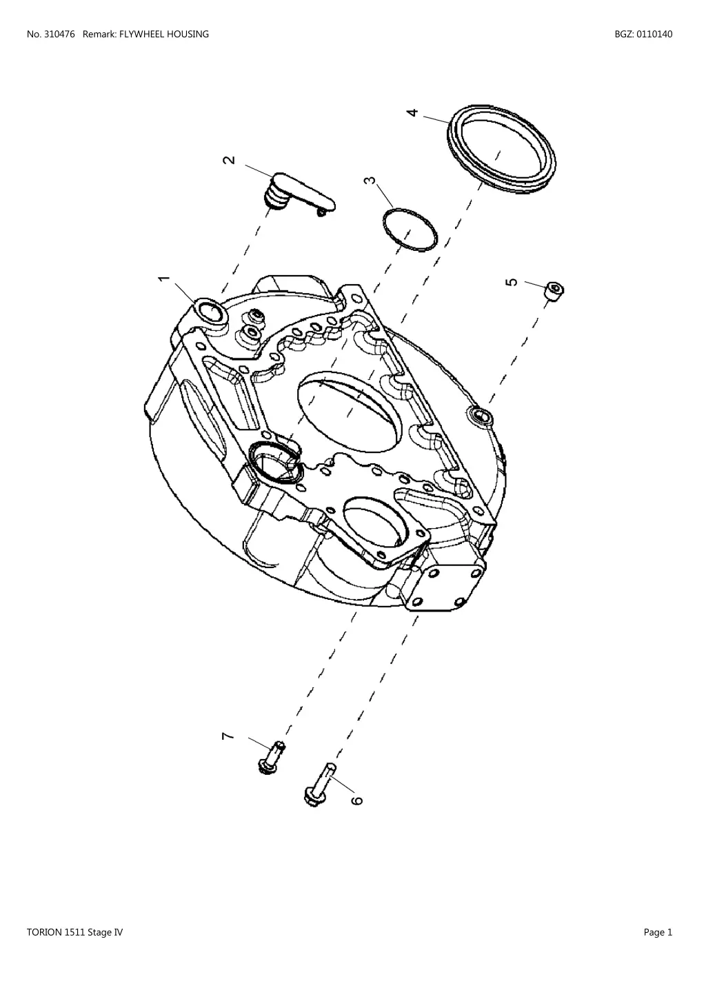 no 310476 remark flywheel housing