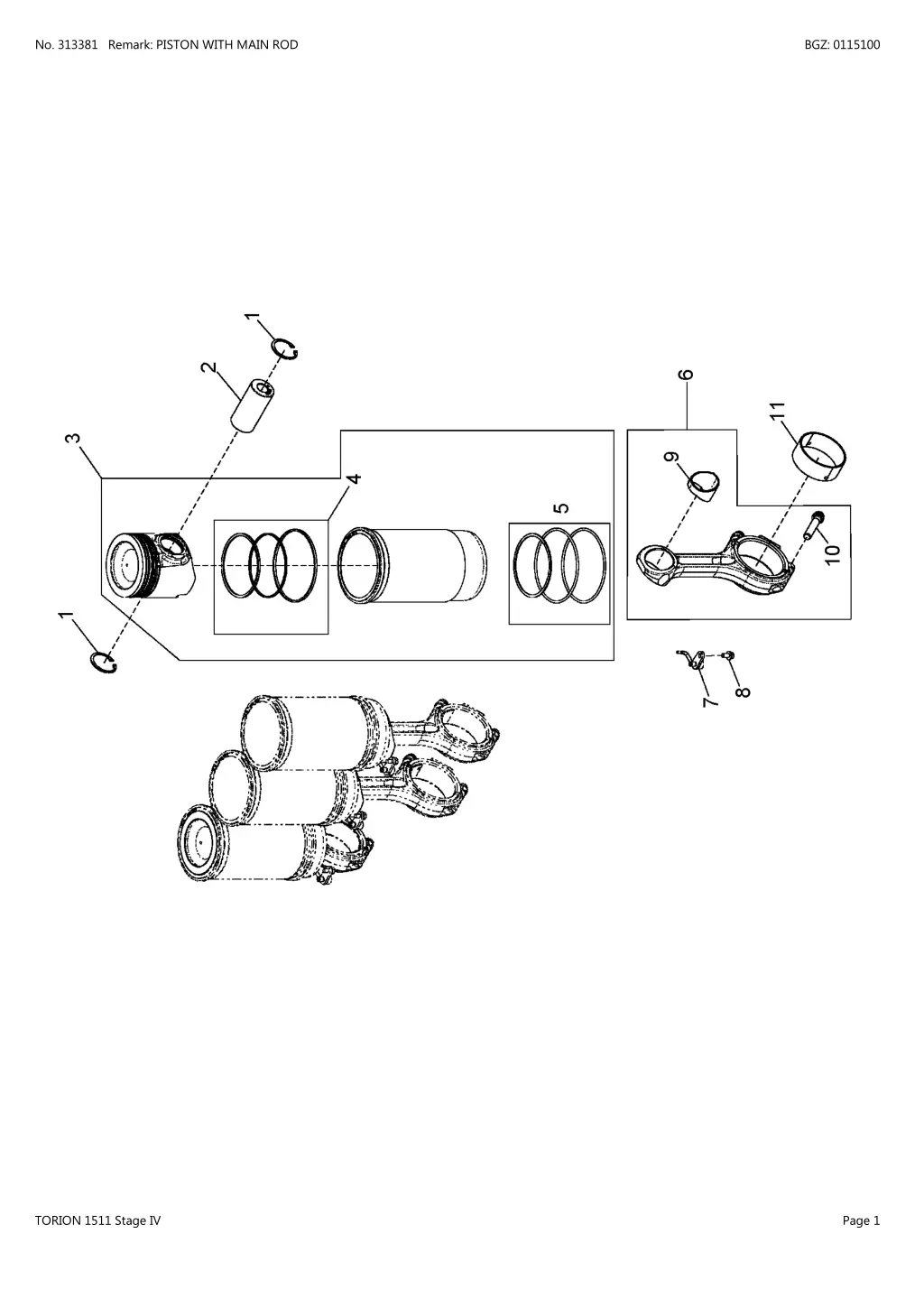 no 313381 remark piston with main rod