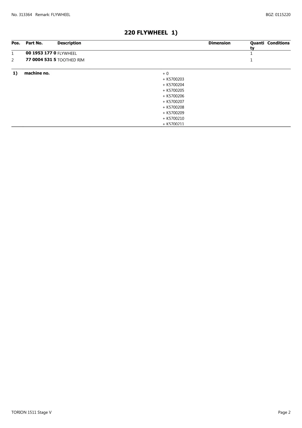 no 313364 remark flywheel 1