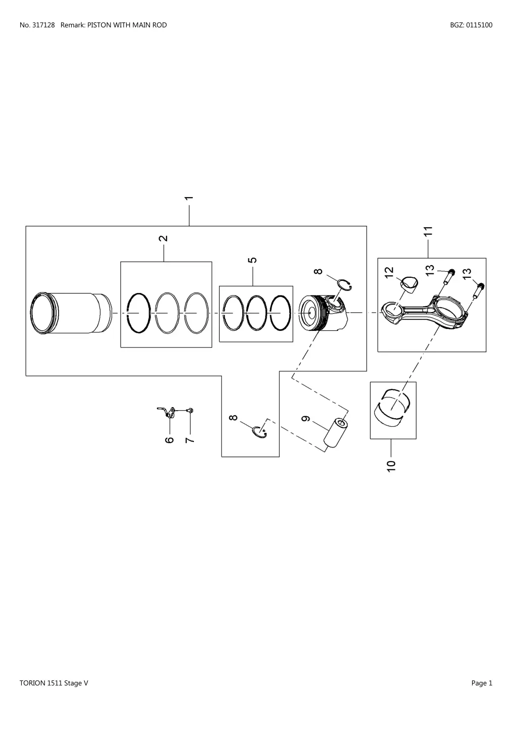 no 317128 remark piston with main rod