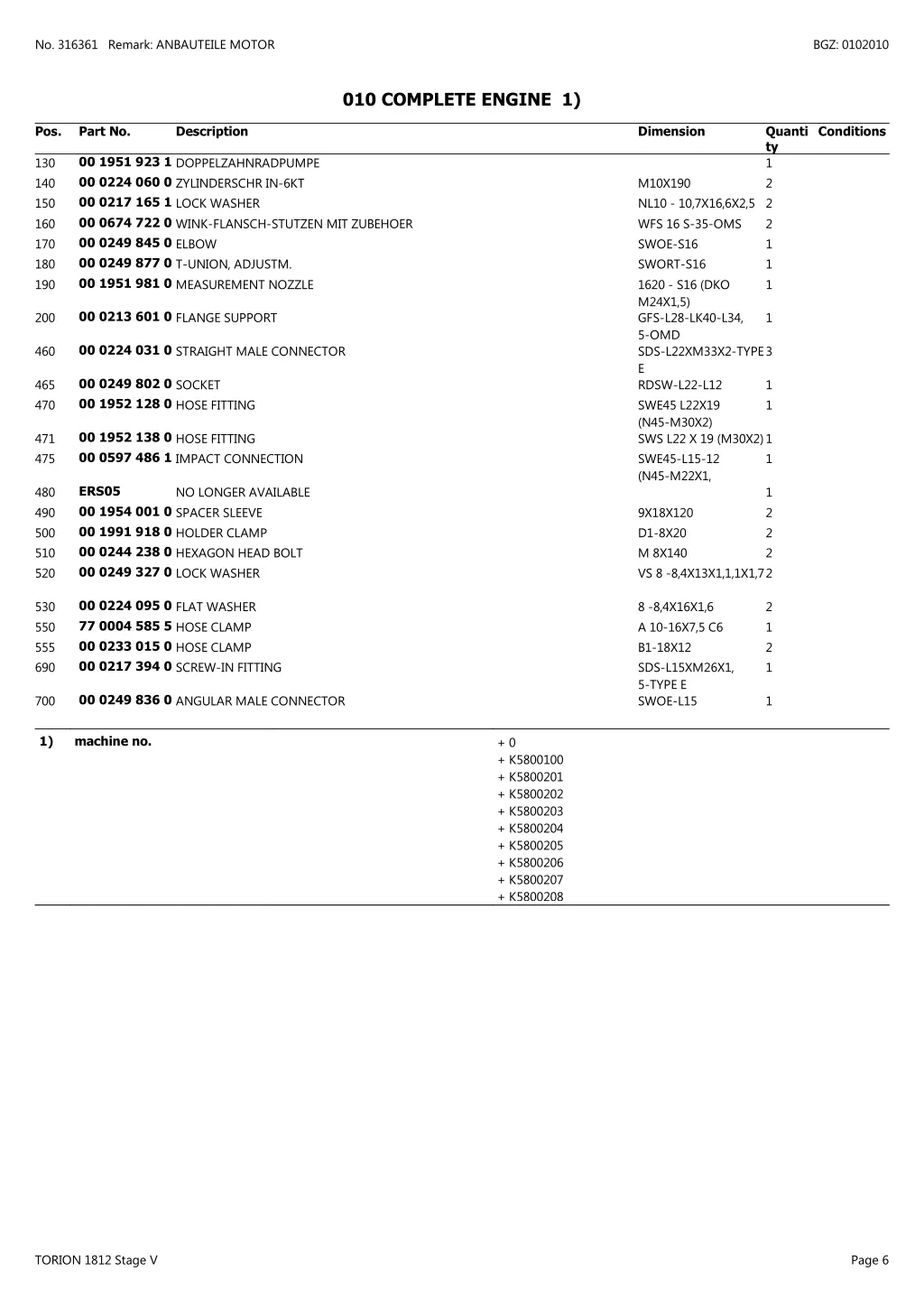 no 316361 remark anbauteile motor 3