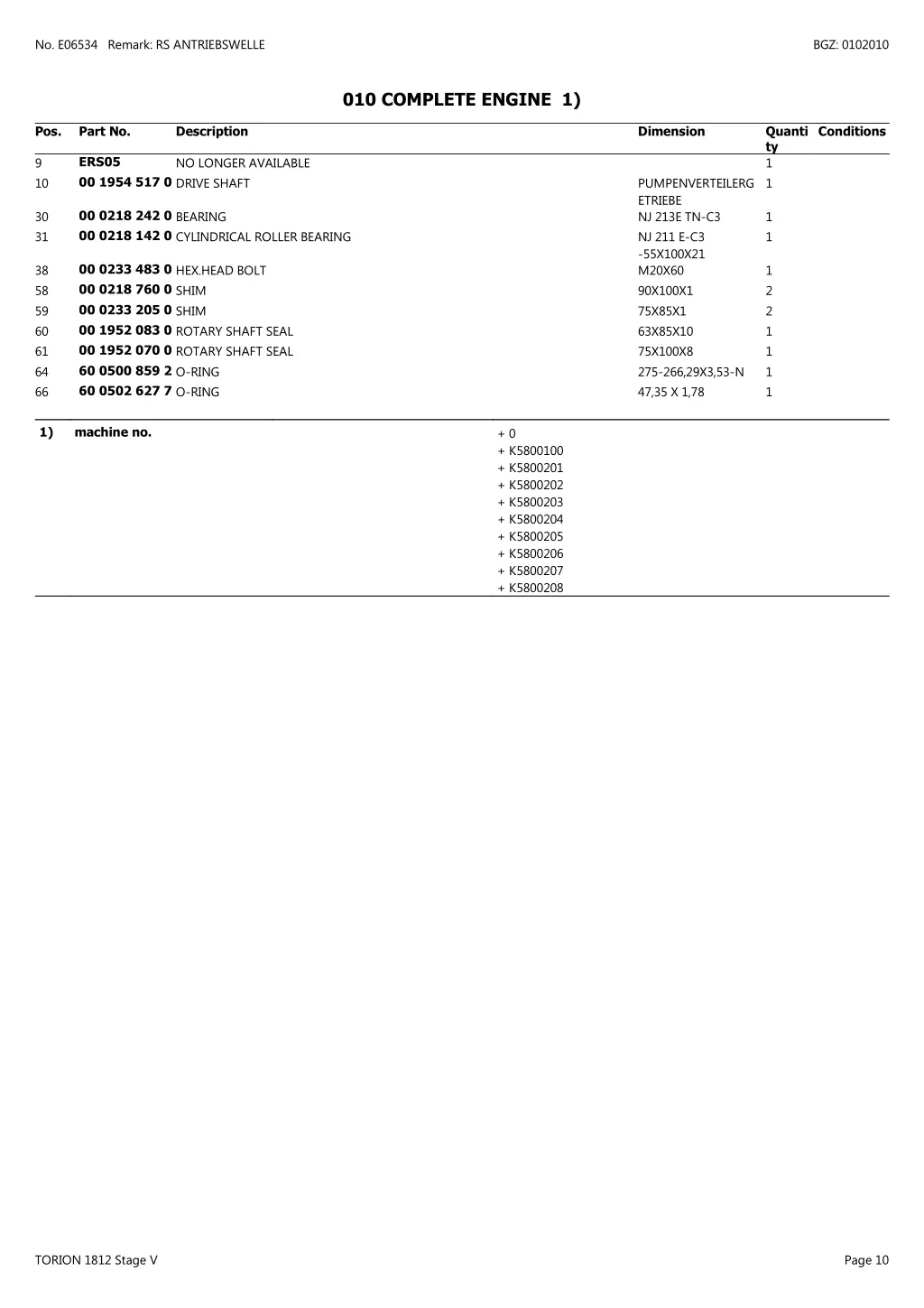 no e06534 remark rs antriebswelle 1