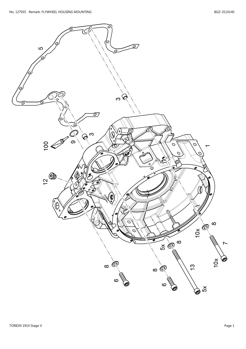 no 127935 remark flywheel housing mounting