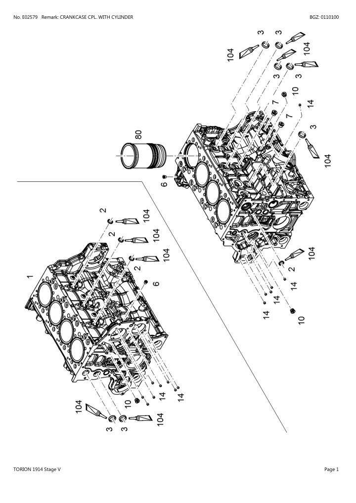 no e02579 remark crankcase cpl with cylinder