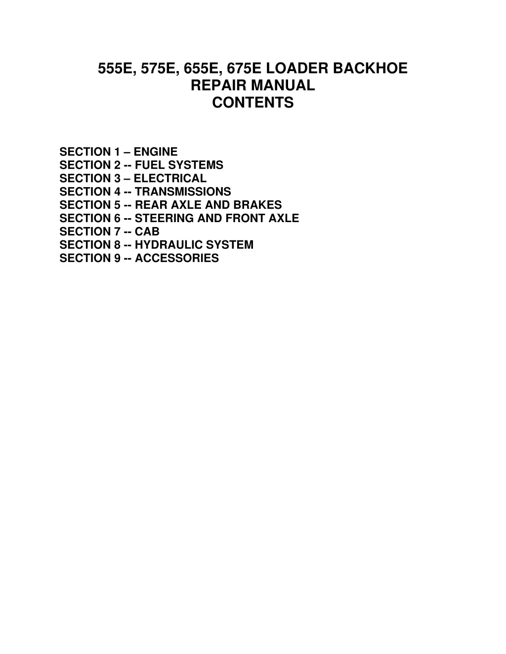 555e 575e 655e 675e loader backhoe repair manual