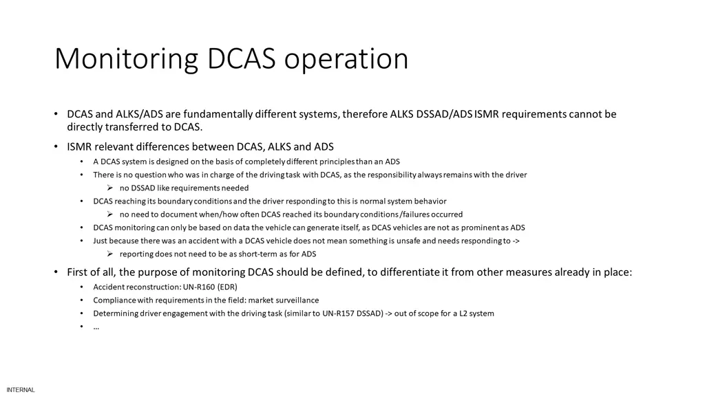 monitoring dcas operation