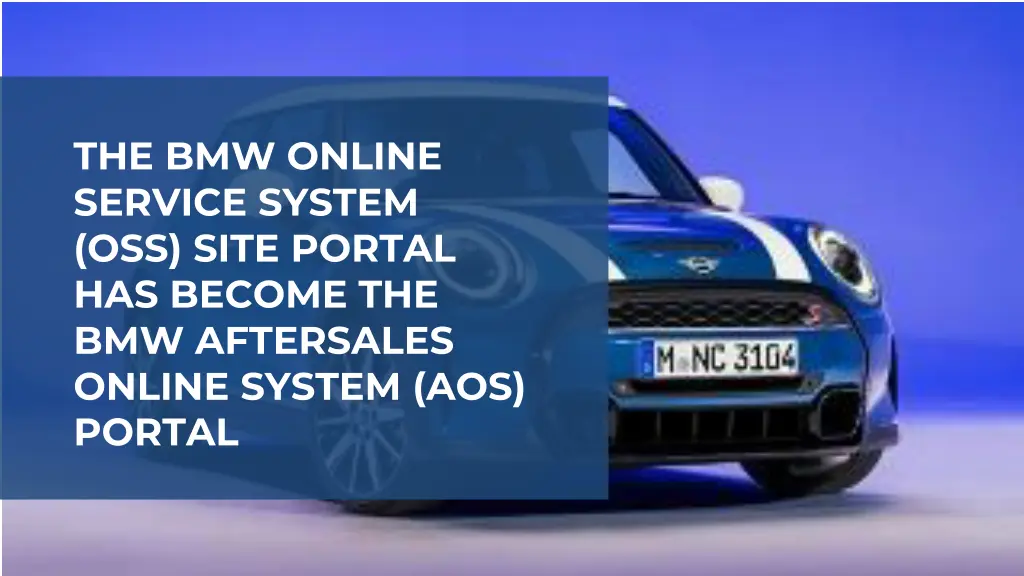 the bmw online service system oss site portal