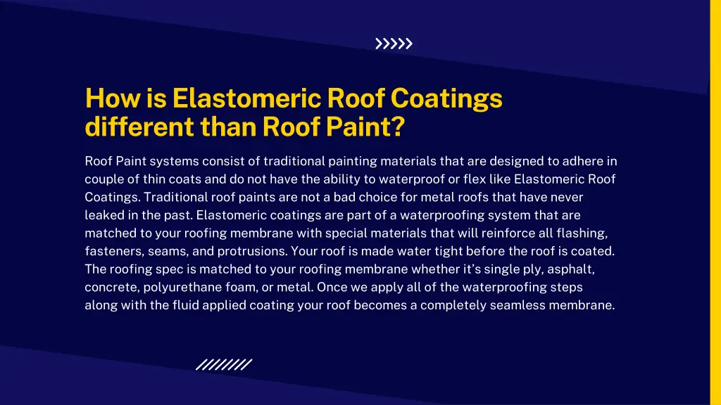 how is elastomeric roof coatings different than