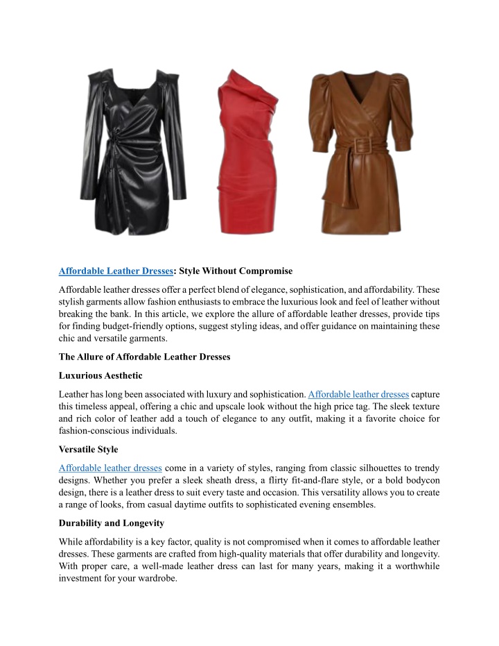 affordable leather dresses style without