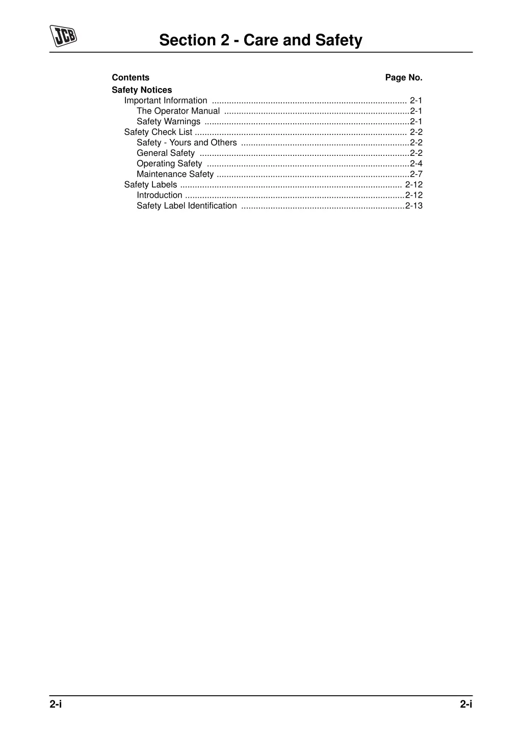 section 2 care and safety