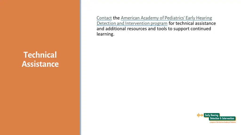 contact the american academy of pediatrics early