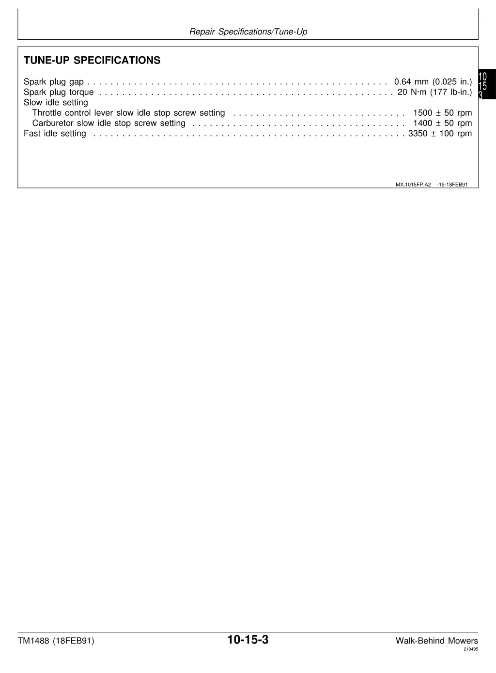 repair specifications tune up