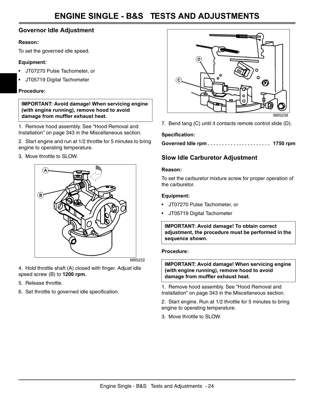 engine single b s tests and adjustments 2